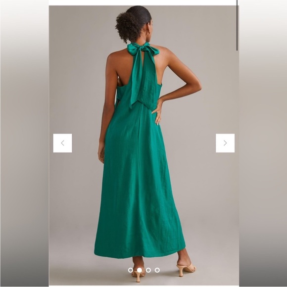Anthropologie Dresses & Skirts - Anthropologie Elegant Green Halter Maxi Dress